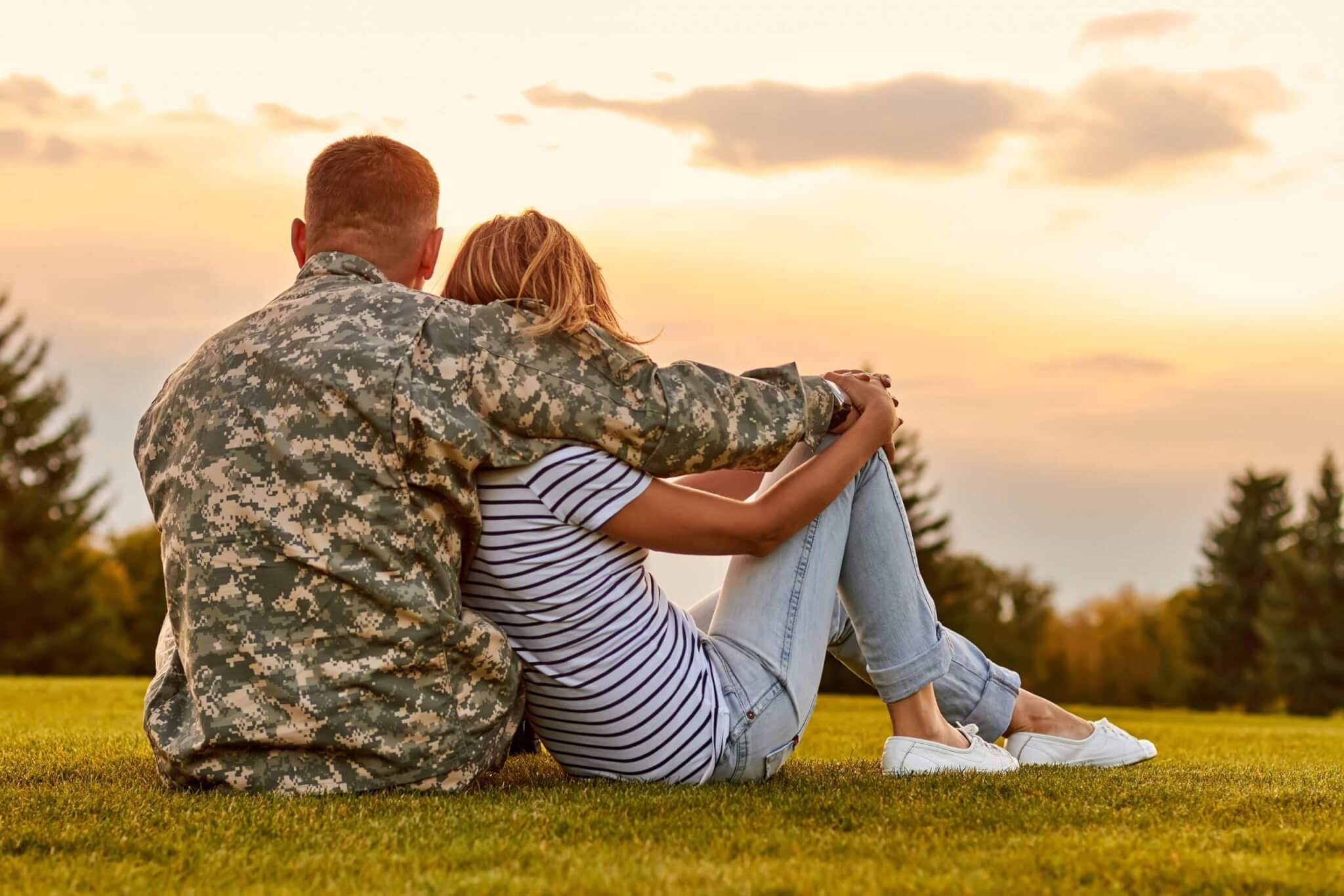 American Veteran Properties happy couple looking at sunset fort benning